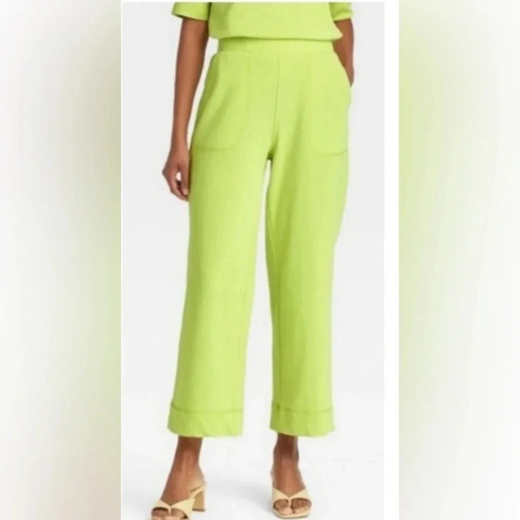 Who What Wear Wide Leg SweatPants Green Lime Sherbet Size 2X New - Picture 1 of 8